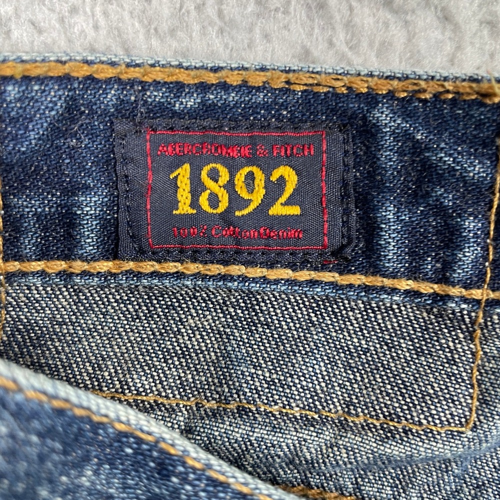 Vintage Abercrombie & Fitch Bootcut Jeans Mens 30x34 Blue Preppy Button Fly 90s - Picture 9 of 15